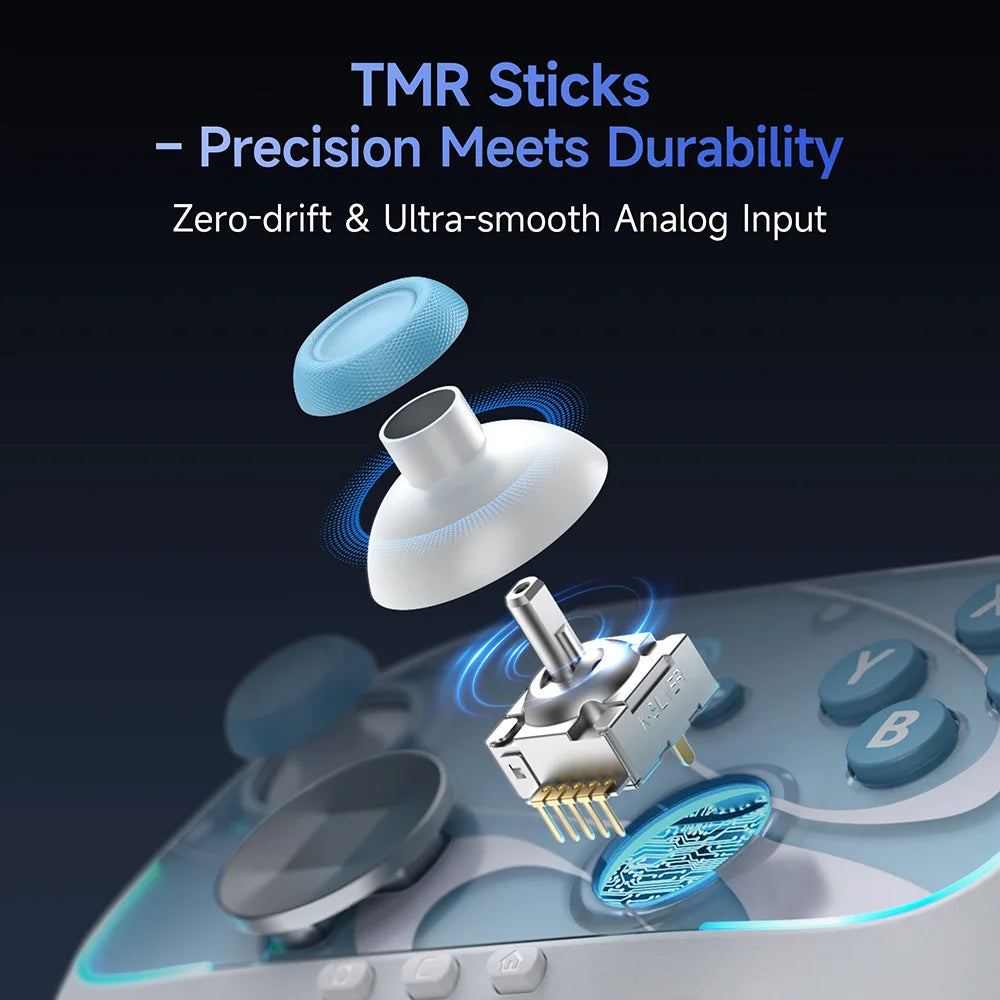 EasySMX S10 Wireless Gamepad TMR Joystick RGB Controller Compatible with Switch 1/2/PC/Phone/TV/Steam, Wake Up, For Pokemon