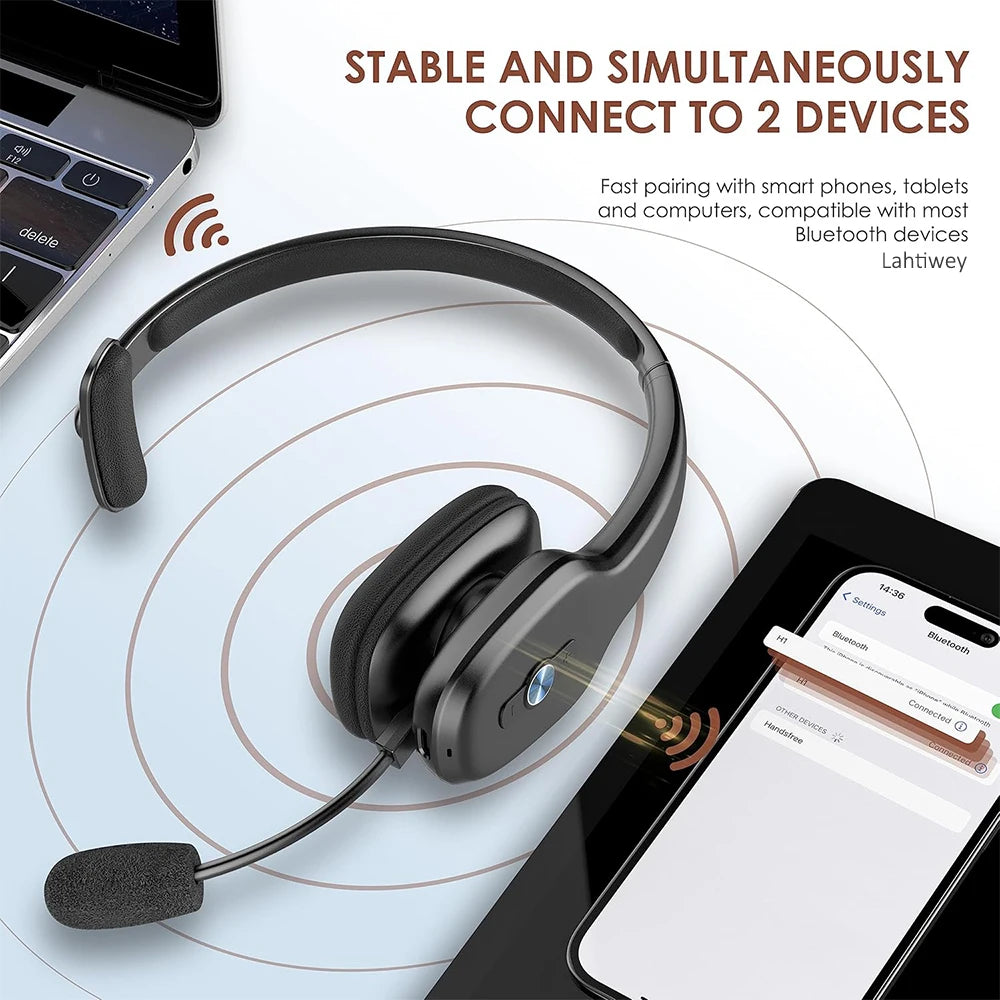 Wireless Trucker Bluetooth Headset with Mic – On-Ear Headset for Phone, PC & Home Office