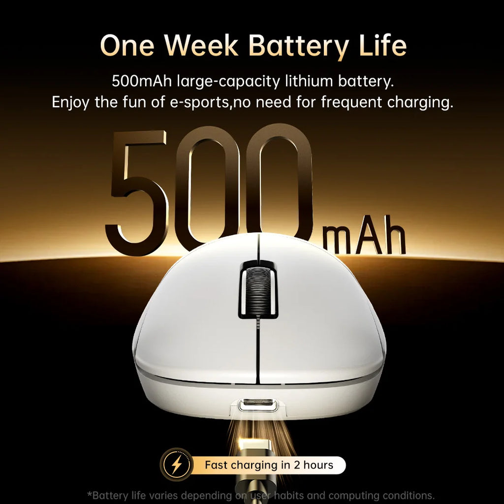 Delux M400 Wireless Gaming Mouse – 24,000 DPI, 1KHz Polling Rate, PAW3311 Sensor, Tri-Mode, 500mAh Rechargeable, for All Hand Sizes