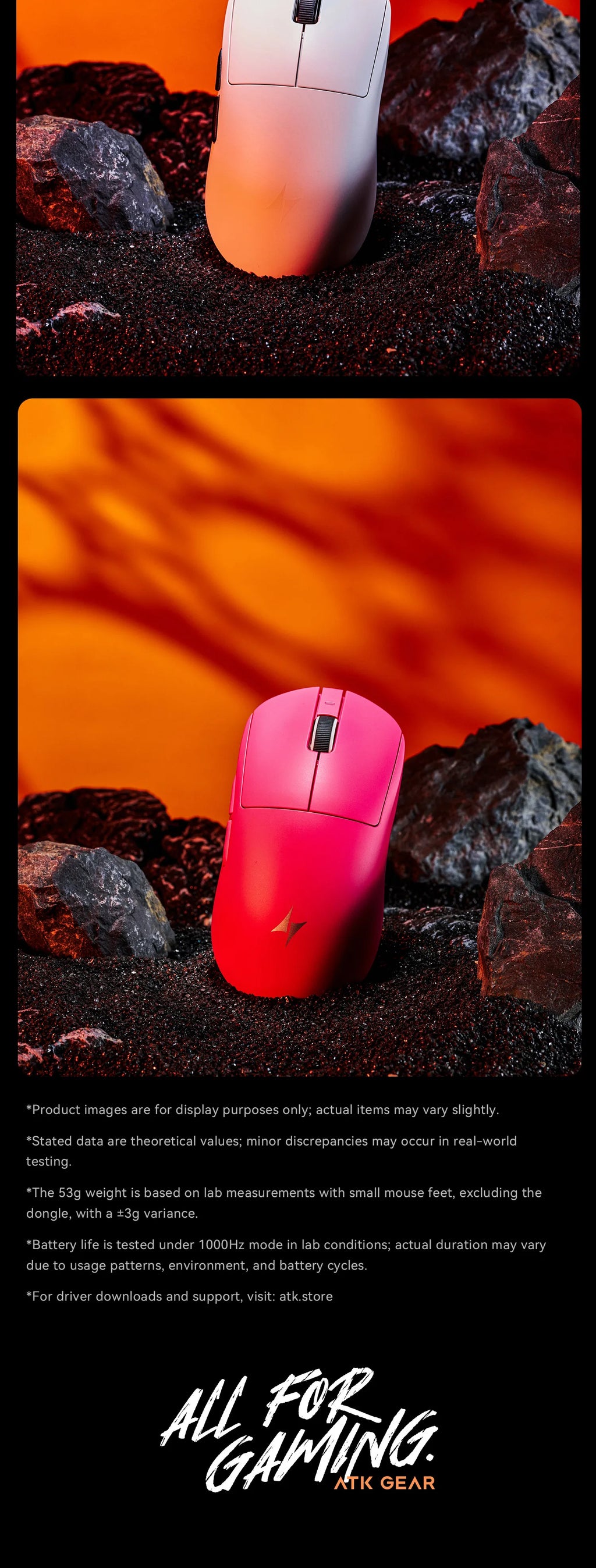 ATK Dragonfly A9 Series Wireless Gaming Mouse – Tri-Mode Connection, PAW3950 Sensor, Nordic 52840 Chip, 8K Polling Rate, 53g Lightweight, for Laptop & PC Gaming