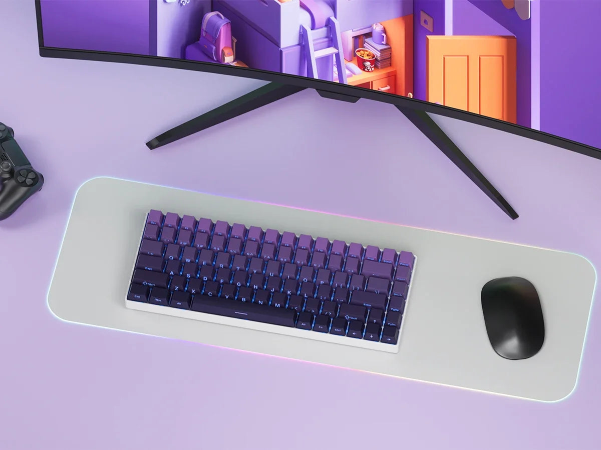 136 Keys Side-Printed PBT Keycaps – Gradient Purple, Double-Shot Shine-Through, OEM Profile, for Gateron MX Switches