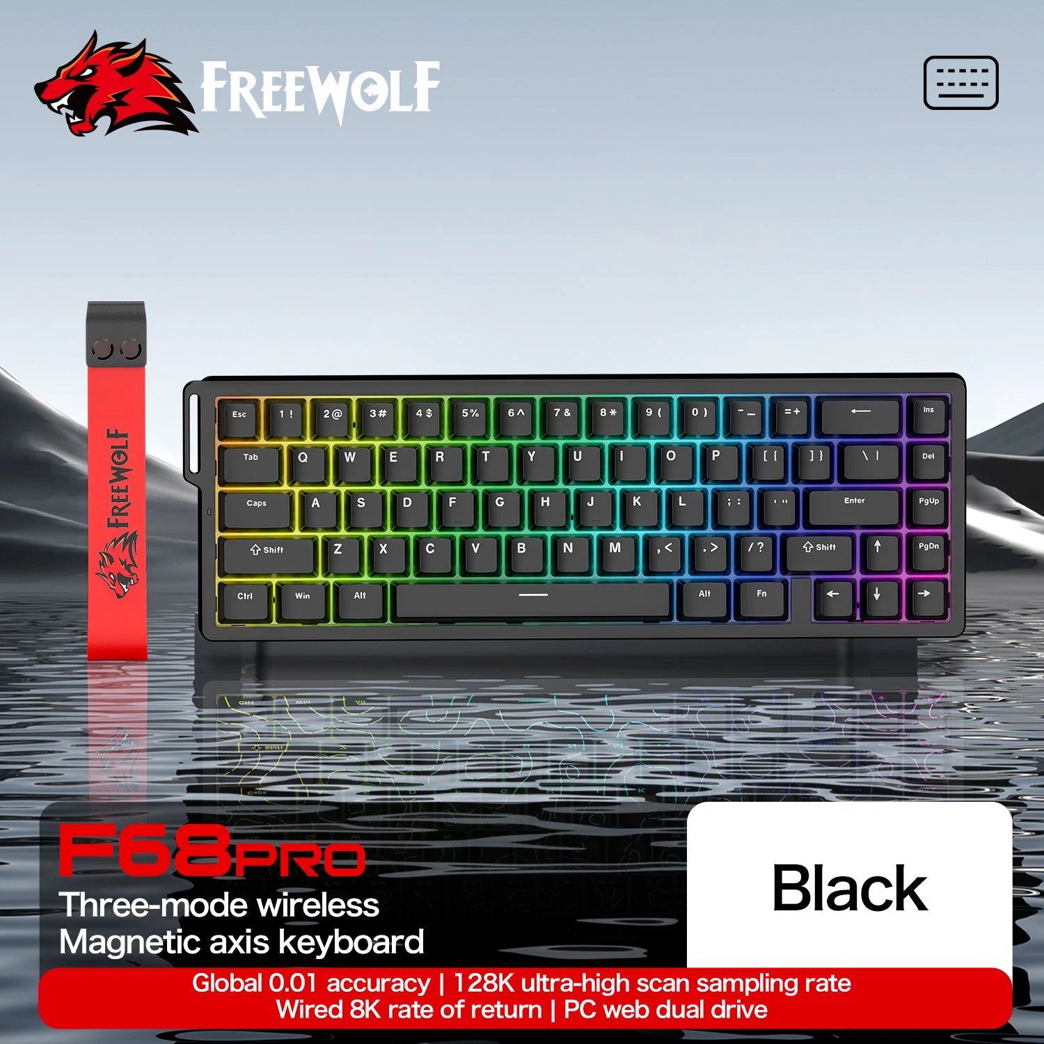 Magnetic Switch Gaming Keyboard – Attack Shark X68HE / FreeWolf F68 / F68 Pro, 8K Wired / 1K Wireless, RGB, Rapid Trigger, Hall Effect