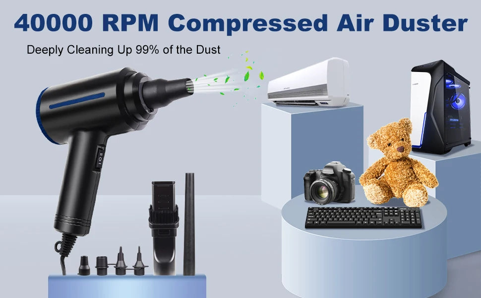 500W Electric Air Duster, Air Blower Replaces Canned Air Spray for PC Computer Keyboard Cleaner Compressed Air Can Duster