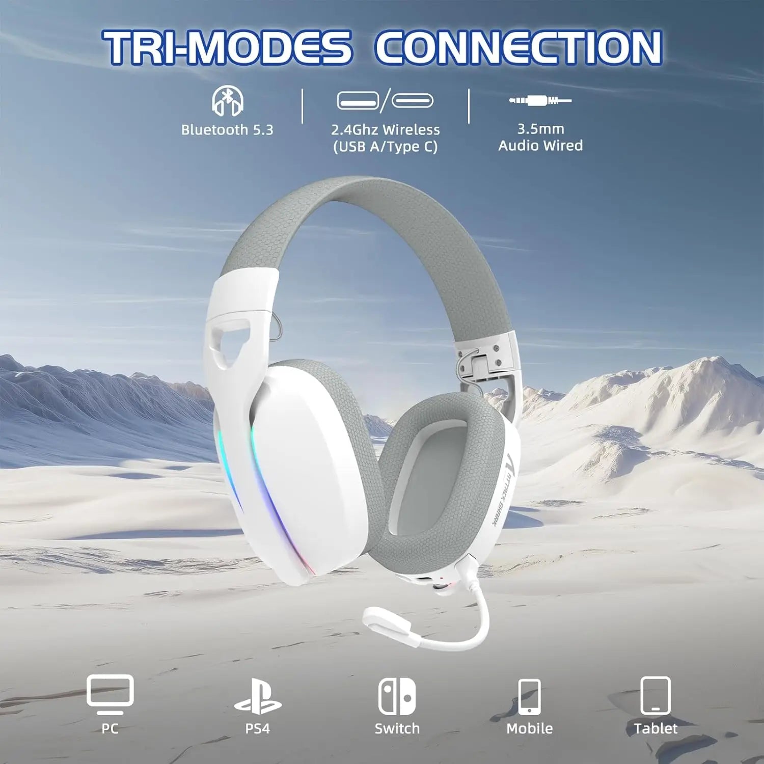 MAMBASNAKE x ATTACK SHARK L90 RGB Wireless Gaming Headset – Triple Mode, Foldable, Detachable Mic