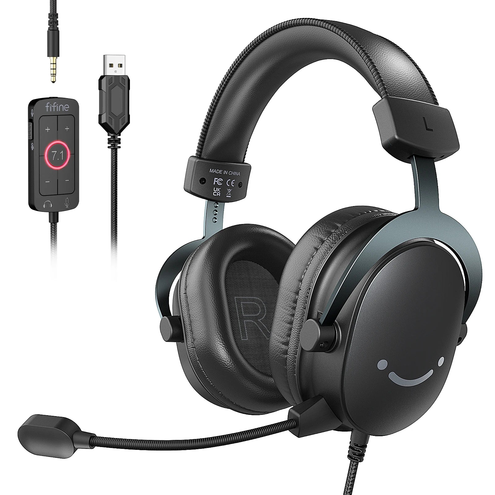 FIFINE H9 Gaming Headset – USB & 3.5mm, 7.1 Surround Sound, Volume Control & Mute Switch