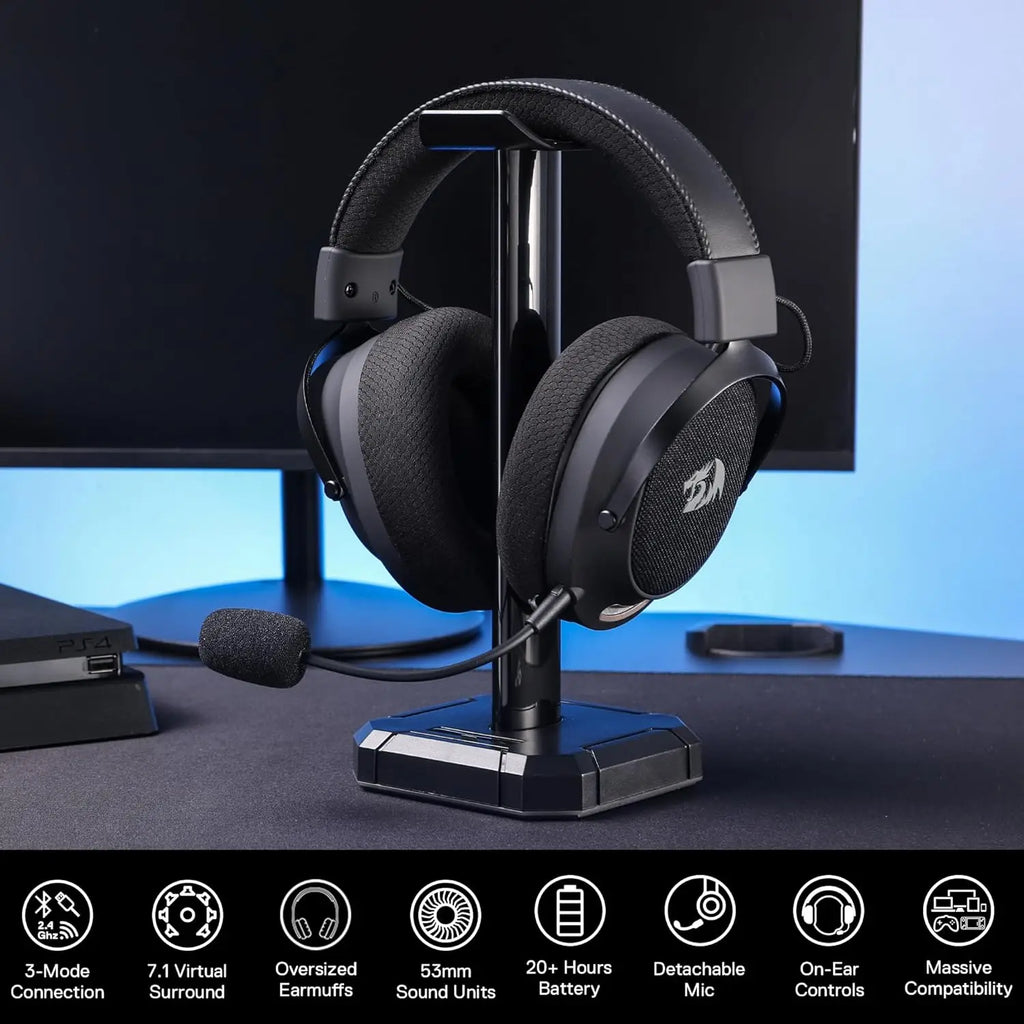 Redragon H858 Gaming Headset – 2.4GHz Wireless / Bluetooth / Wired, Over-Ear Design