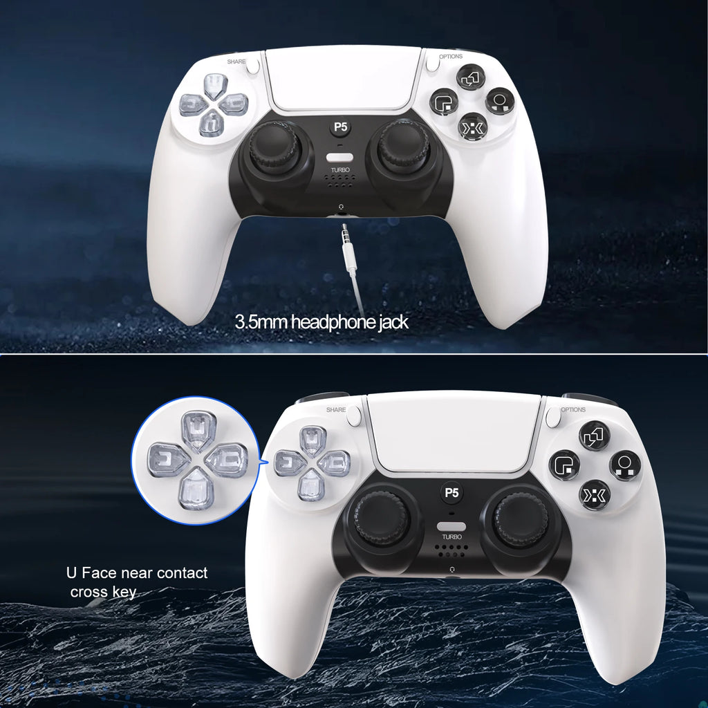 GAMINJA P50A Wireless Game Controller For PS5/PC Transparent Crystal buttons Six Axis Gyroscope With Touchpad Ergonomic