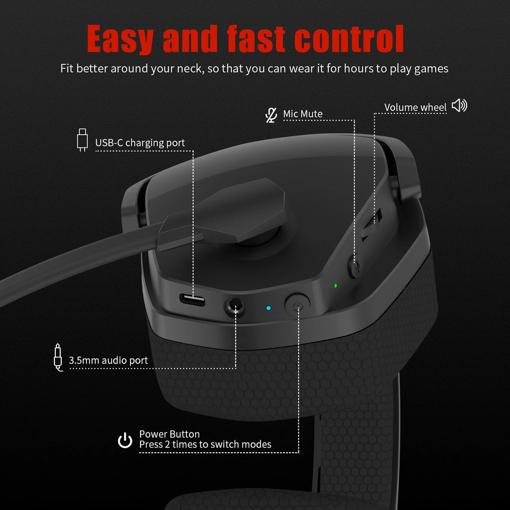 NUBWO G06 Dual Wireless Gaming Headset – 2.4GHz & Bluetooth 5.3, Mic, Multi-Platform