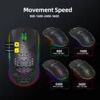 RGB Ultralight Honeycomb Wireless Gaming Mouse – 2.4G Wireless, Charging Support, 3,600 DPI, 6-Button Design, for Laptop & PC Gamers