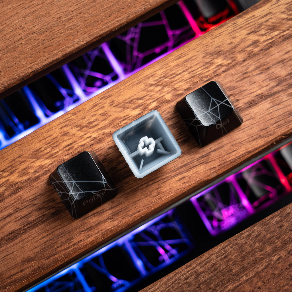 XVX Spider Web Keycaps – OEM Profile, Shine-Through IMD-Tech Keycap Set, 118 Keys, Black Backlight (Keycaps Only)