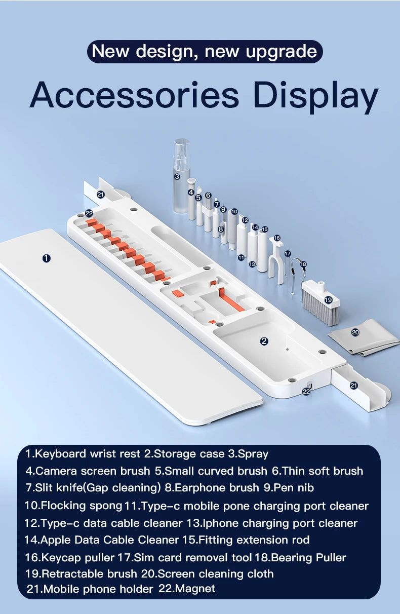 22 in1 Digital Cleaning Kit Phone Camera Laptop keyboard Cleaning Headset brush key Screen cleaner Dust Collector Christmas gift