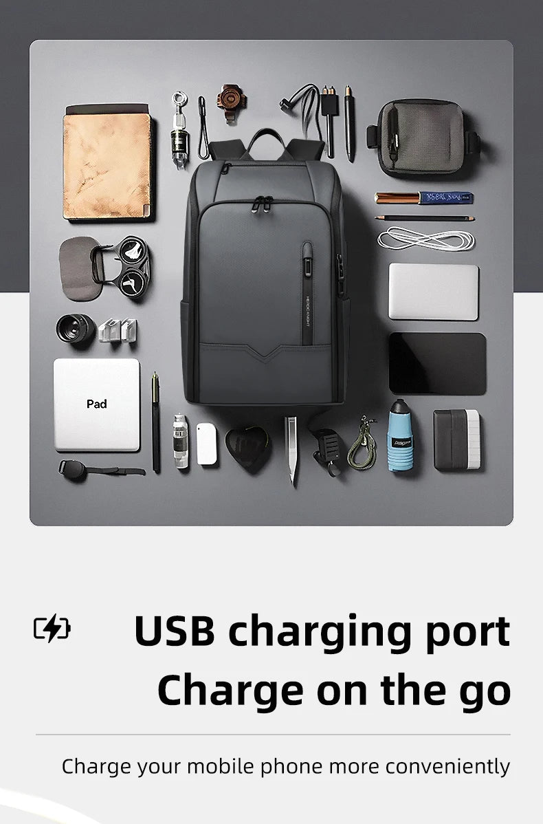 HcanKcan Men's Waterproof Business Backpack - 15.6 Inch Laptop Bag with Large Capacity for Travel, Work & School