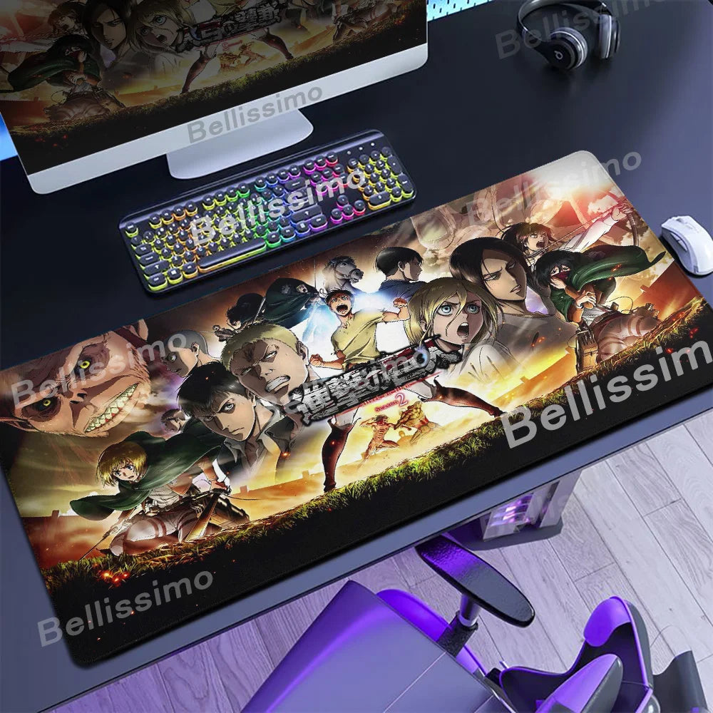 Anime Attack On Titan Mouse Pad Computer Non-slip Gaming Mousepad XXL Locking Edge Game PC Laptop Keyboard Mouse Mat Desk Carpet