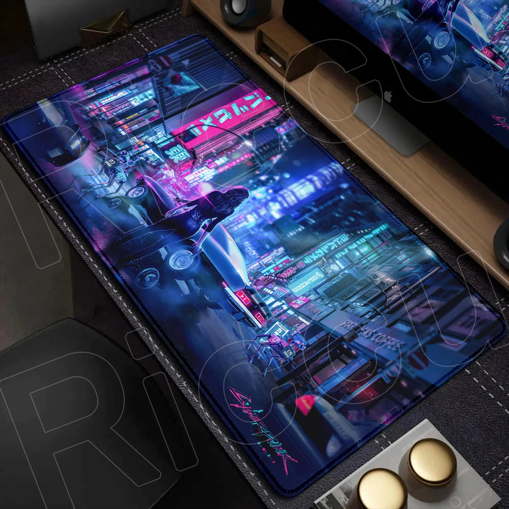900x400mm HD Print Anime C-Cyberpunks Style Keyboard Mousepad XXL Large Computer Gamer Stitch Edge Rubber Non-slip Base Desk Mat