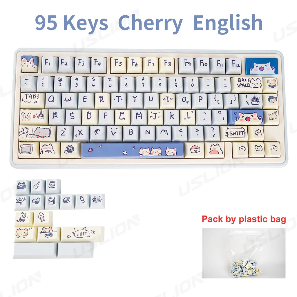 95 Keys Cherry Profile PBT Keycaps – Spark Conference Theme, for Gaming Mechanical Keyboard 61/64/68/75-Key Layouts, AULA F75 Compatible
