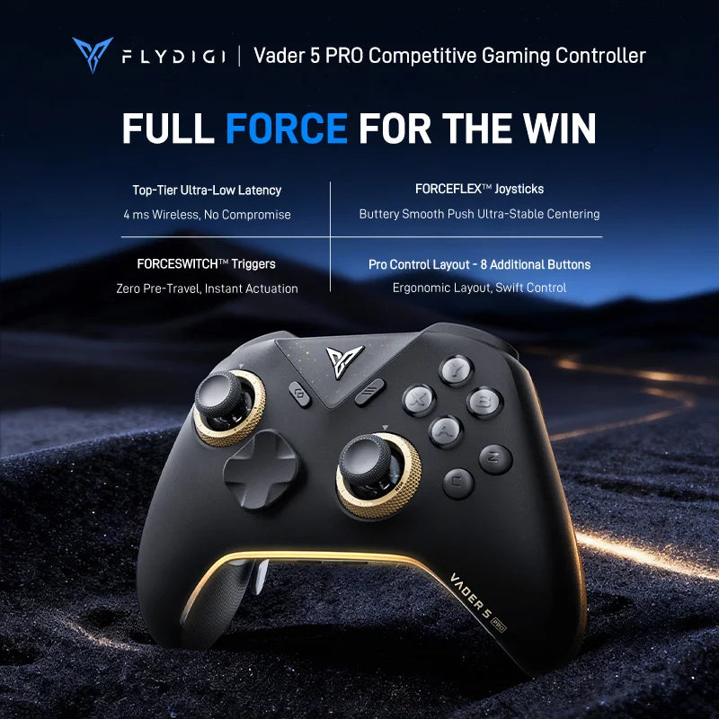 Flydigi Vader 5 Pro Gaming Controller With Hall Rocker FORCESWITCH™ Triggers Switch 1000Hz Gamepad For Mobile Switch TV PC