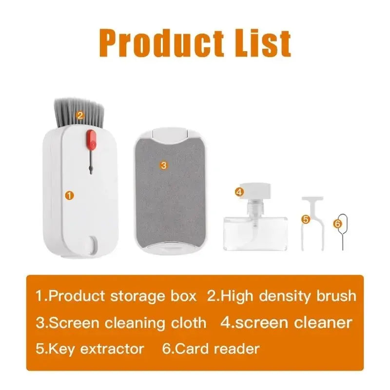 5-in-1 Cleaning Kit Computer Keyboard Cleaner Brush Phone Screen Cleaning Set Keycap Puller Cleaning Tools Card Reader