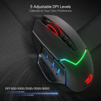 Redragon M690 PRO Wireless Gaming Mouse – 8,000 DPI, Wired Option, 8 Macro Buttons with Rapid Fire Key, PC/Mac/Laptop, Black/White