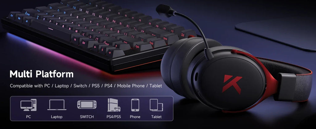 MCHOSE V9 Pro Wireless Gaming Headset – 7.1 Surround Sound, Noise-Canceling Mic, Low Latency