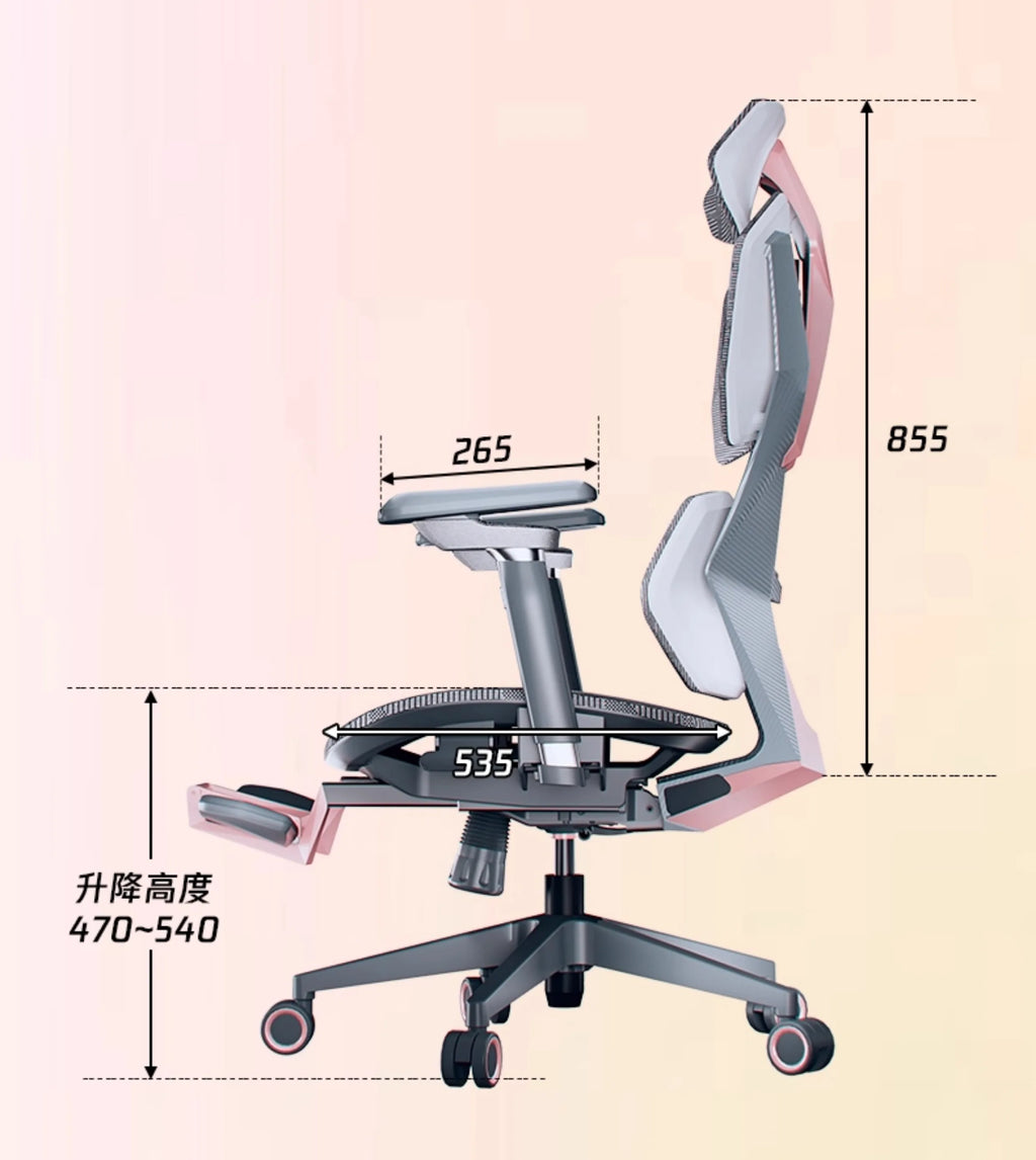 Nordic Luxury Gaming Chair - Ergonomic, Pink, Comfortable Bedroom/Office Designer Furniture