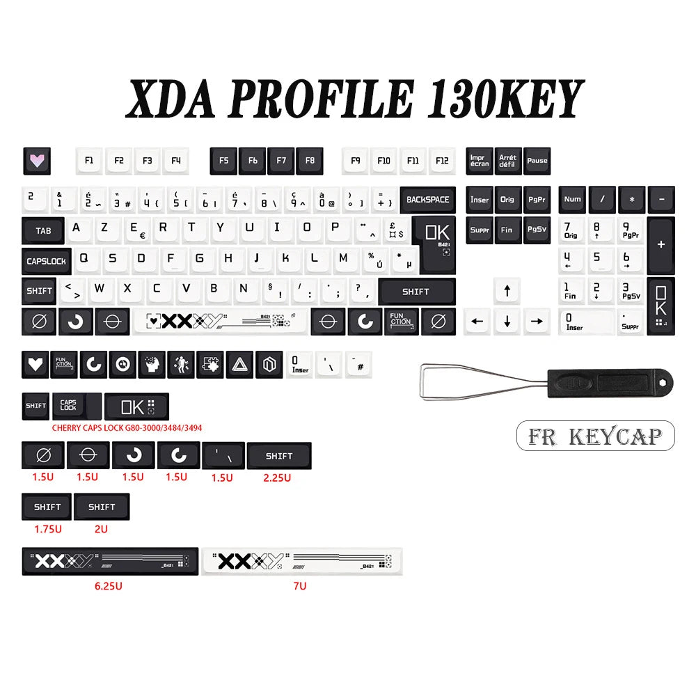 Printstream Theme XDA Keycaps – German / French / Spanish ISO Layout, Dye-Sub, for TKL87 / GMMK Pro / 7U AZERTY Keyboard
