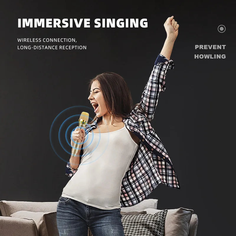 2.4G Wireless Microphone UHF Fixed Frequency 2 Channels Handheld Mic Micphone For Party Karaoke Professional Church Show Meeting