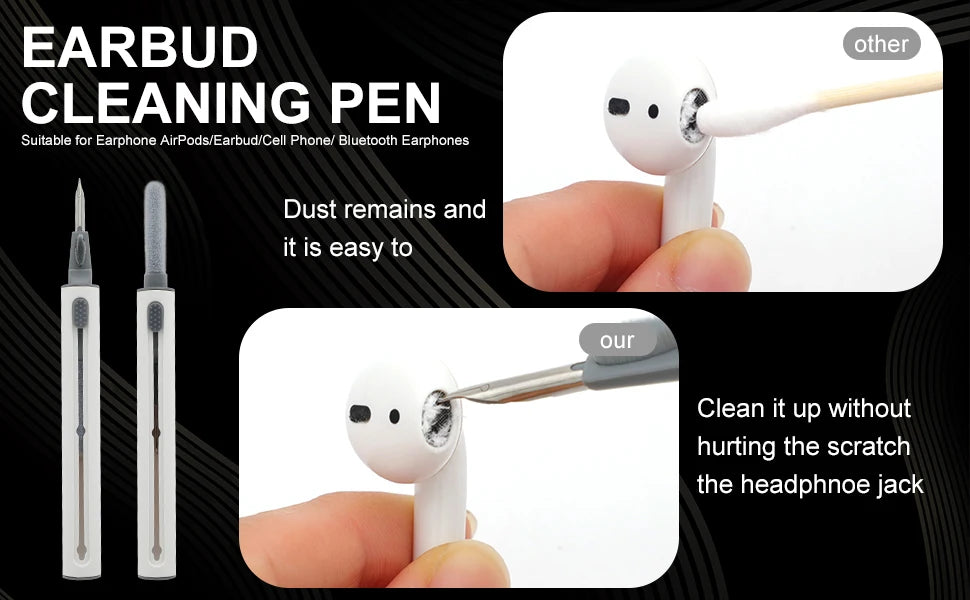 5 in 1 Keyboard Cleaning Brush Kit Keycap Puller Earbuds Cleaner for Airpods Pro 1 2 3 Bluetooth Earphones Case Cleaning Tools