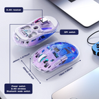 FreeWolf A2 Transparent RGB Wireless Gaming Mouse – Battery Display, Bluetooth & 2.4G, PixArt PAW3212 Sensor