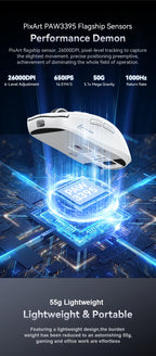 Attack Shark X6 Lightweight Gaming Mouse – Up to 26K DPI, RGB Backlight, Wireless 3-Mode Connection, Charging Base, for Laptop & Desktop