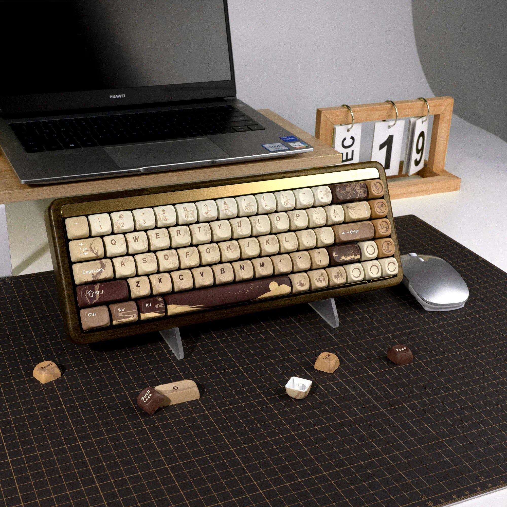 XVX Brown MOA Keycaps – Chinese Style PBT, 140 Keys, Thermal Sublimation, Cherry MX Mechanical Keyboard Keycaps Accessories