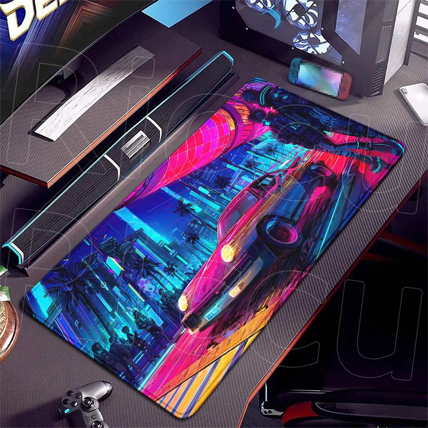 900x400mm HD Print Anime C-Cyberpunks Style Keyboard Mousepad XXL Large Computer Gamer Stitch Edge Rubber Non-slip Base Desk Mat