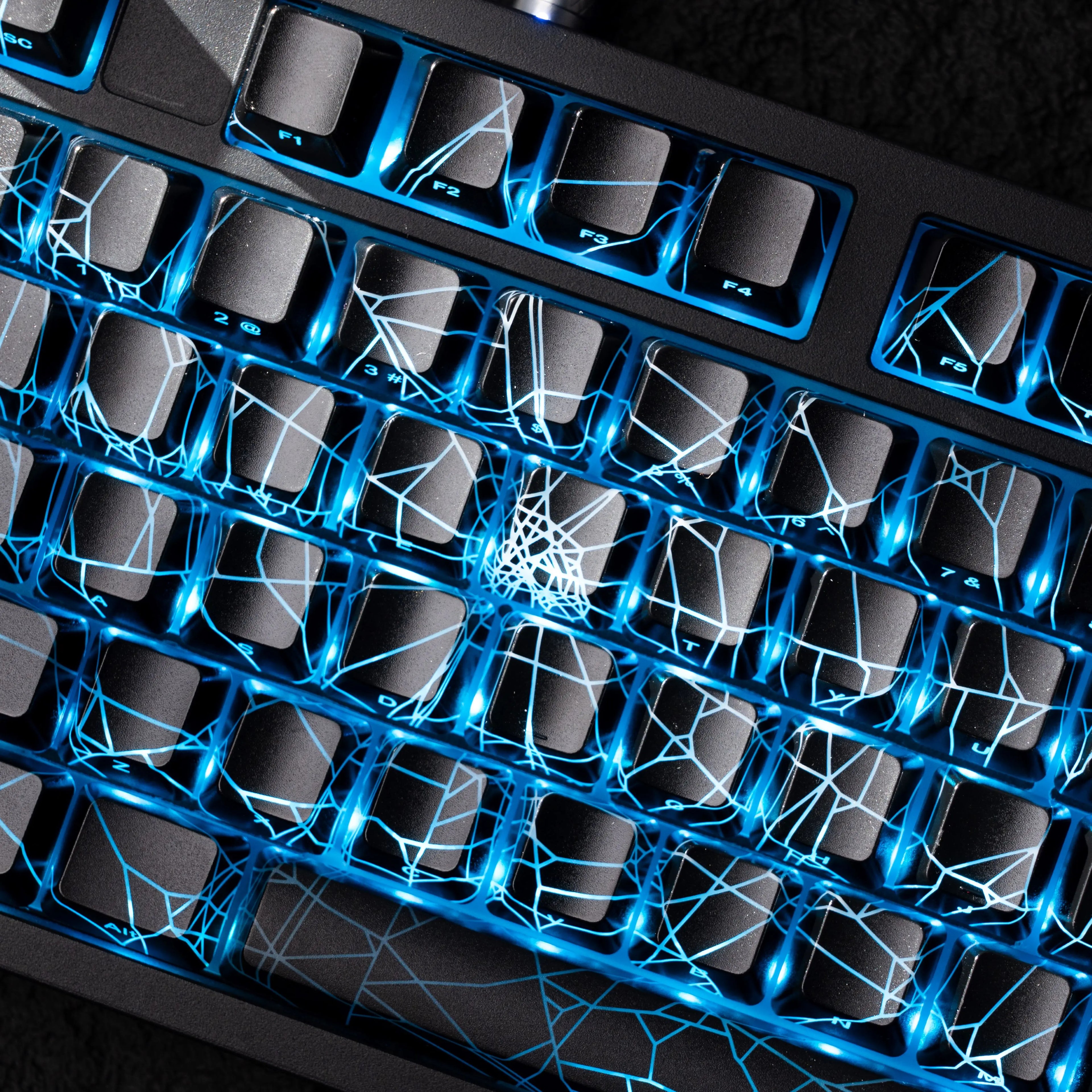 XVX Spider Web Keycaps – OEM Profile, Shine-Through IMD-Tech Keycap Set, 118 Keys, Black Backlight (Keycaps Only)