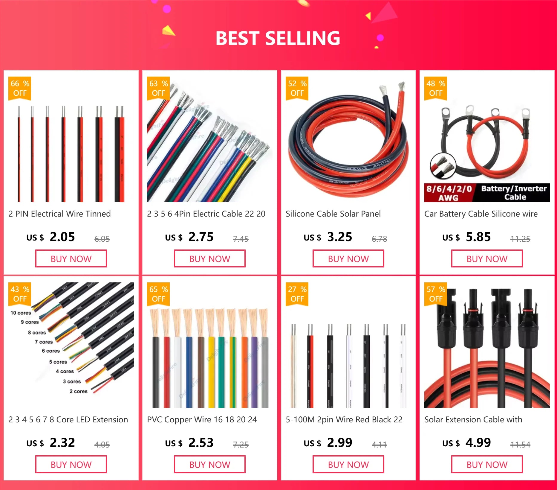 2 PIN Electrical Wire Tinned Copper PVC Insulated Red Black Cable For Single Color LED Strip Light Extension Wire 18/26/28 AWG