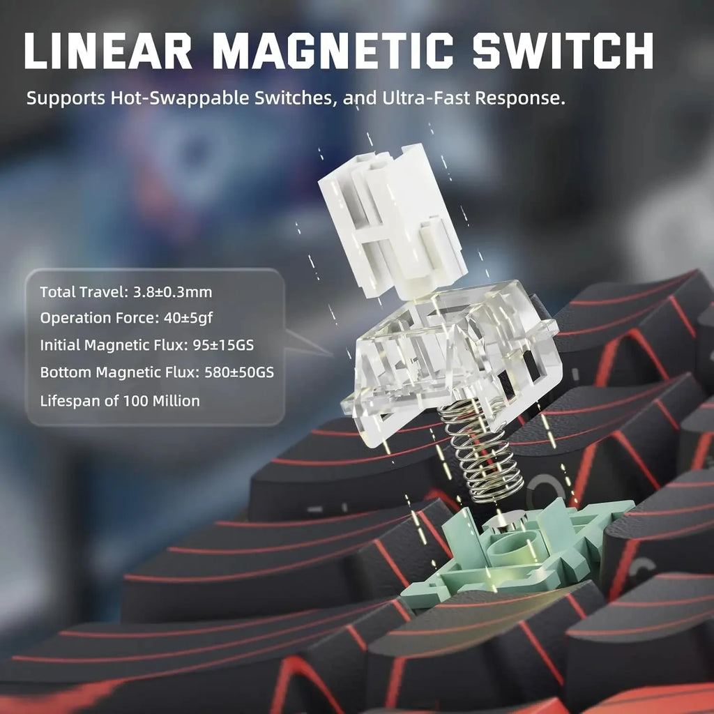 ATTACK SHARK X68 Pro HE Wireless Gaming Keyboard – 8K Polling, Rapid Trigger, Hot-Swap, RGB Backlit, Magnetic Mechanical Switches