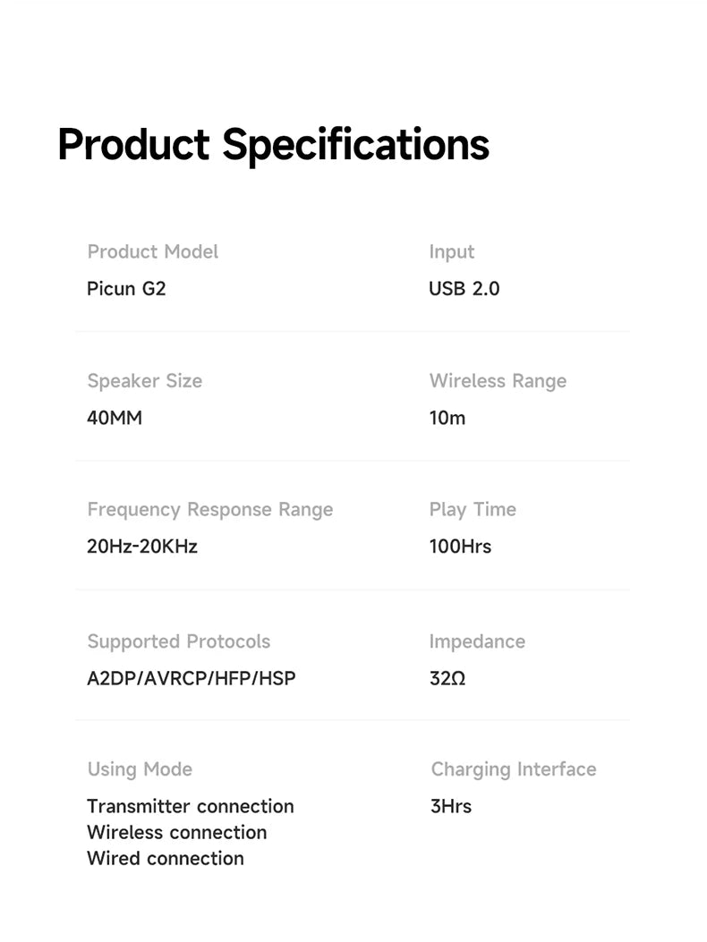 Picun G2 Wireless Gaming Headset – 2.4GHz & Bluetooth, 7.1 Surround, Low Latency, ENC Mic