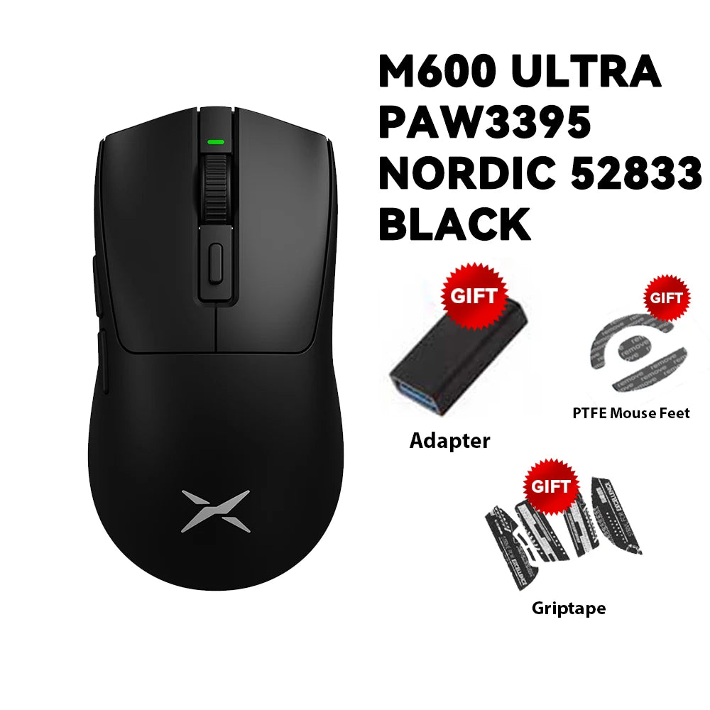 Delux M600 Series Wireless Gaming Mouse – 52g Lightweight, 2.4G Dual-Mode, 26,000 DPI, Macro Support, Rechargeable
