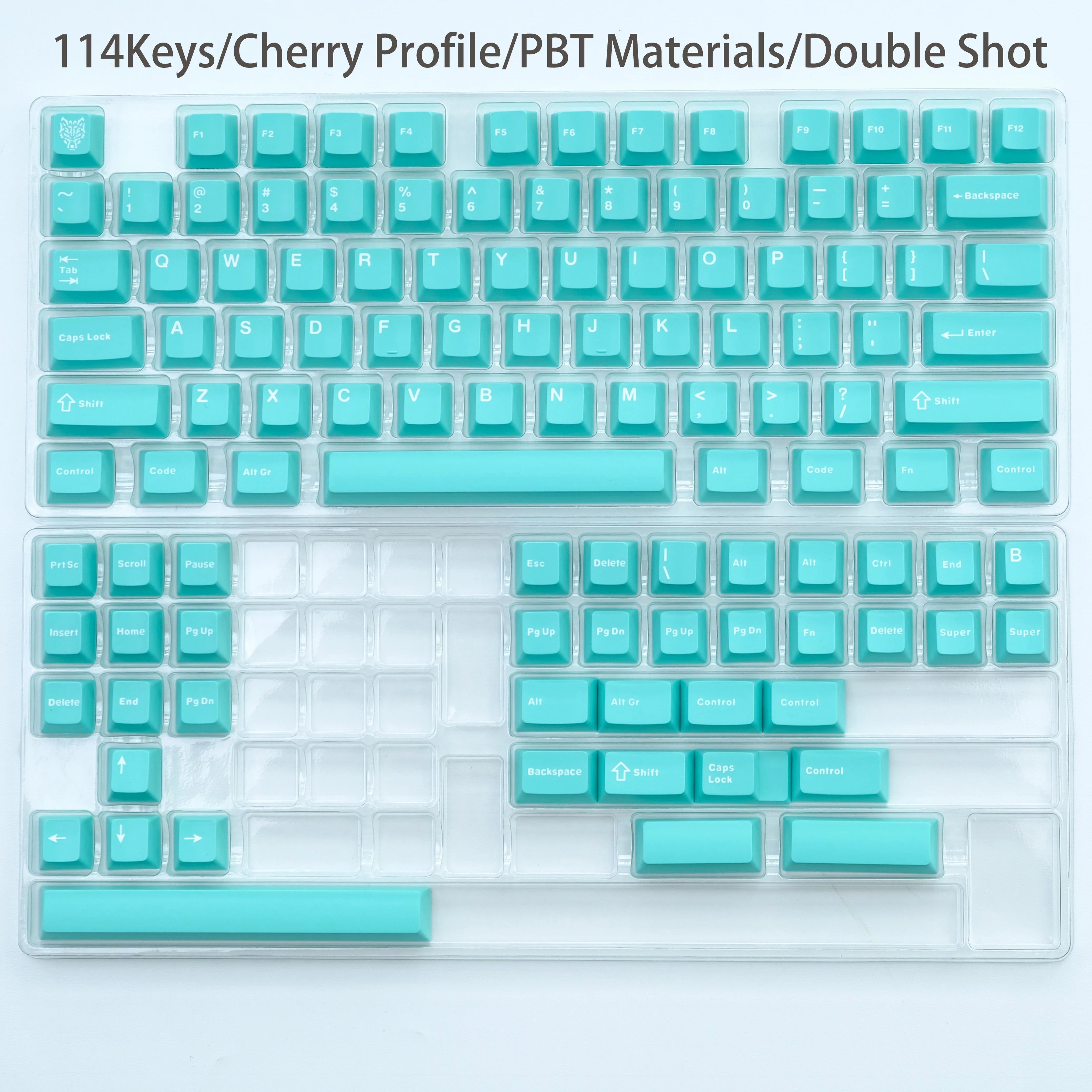 117 Keys Classic Blue Keycaps – Double-Shot ABS, Cherry Profile, for Gateron MX Switches Mechanical Gaming Keyboard