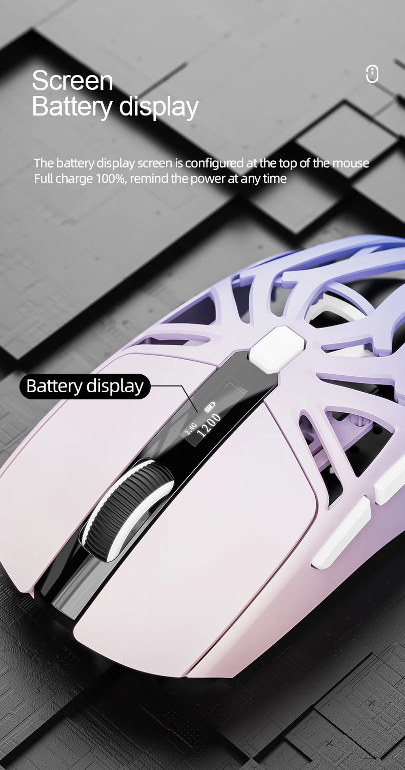 SMAILWOLF RS8 Tri-Mode Gaming Mouse – Bluetooth / 2.4G / Wired, 10,000 DPI, 1,000Hz Polling Rate, Lightweight, Macro Support