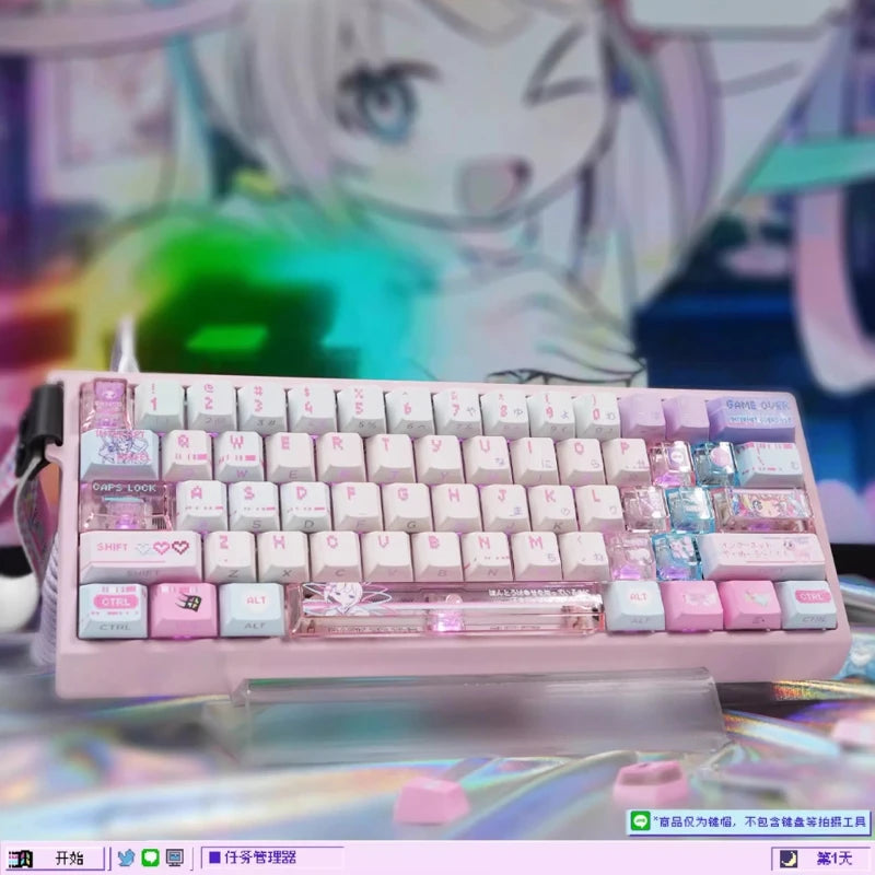 Anime NEEDY Girl Overdose Keycaps – Cute PBT + PC Translucent, Cherry Profile, Custom Keycaps for Mechanical Keyboard Gaming Gifts