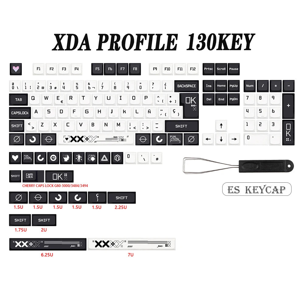 Printstream Theme XDA Keycaps – German / French / Spanish ISO Layout, Dye-Sub, for TKL87 / GMMK Pro / 7U AZERTY Keyboard