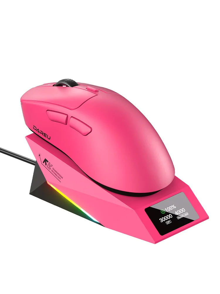 DAREU Wireless Gaming Mouse – 8KHz Polling Rate, AIM-750 (PAW3950) Sensor, 30,000 DPI, Tri-Mode Connection, 60g Lightweight, with Charging Base