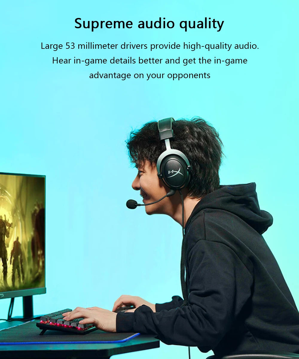 HyperX Cloud II Wired Gaming Headset – Hi-Fi 7.1 Surround Sound, Detachable Mic, USB Sound Card
