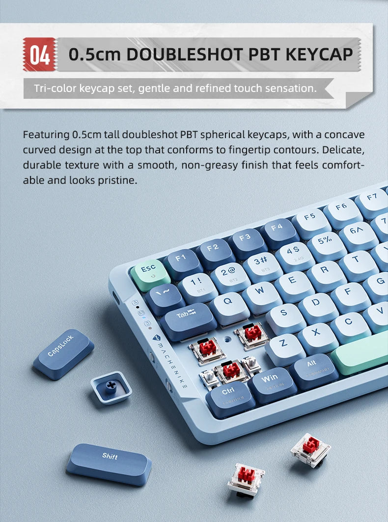 MACHENIKE AIR50 Low-Profile Mechanical Keyboard – 75% Layout, Hot-Swap, RGB Backlit, Tri-Mode, Productivity Keyboard for Laptop & PC