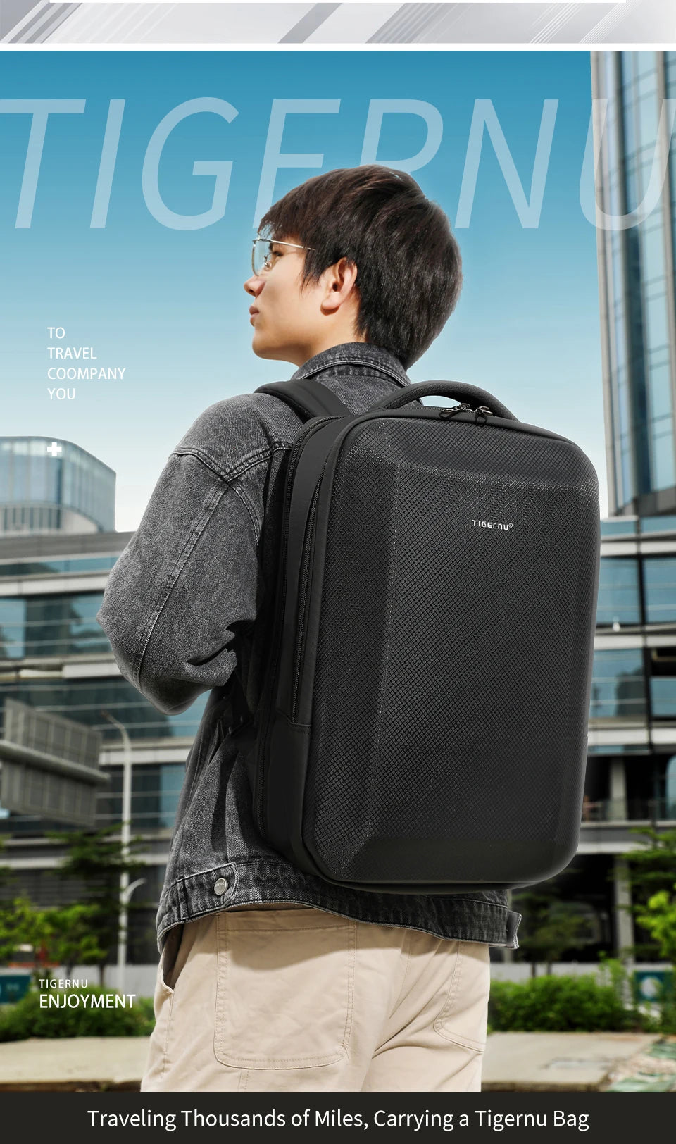 Tigernu Men's 15.6-17 Inch Laptop Backpack - Slim Anti-Theft Travel Backpack for School & Business