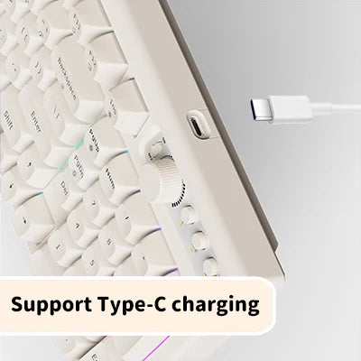 EWEADN V97 Cute Creamy Keyboard – Wireless Gaming Keyboard with Bluetooth & 2.4GHz, RGB Backlit, Rechargeable, Quiet Typing, for PC Gamers