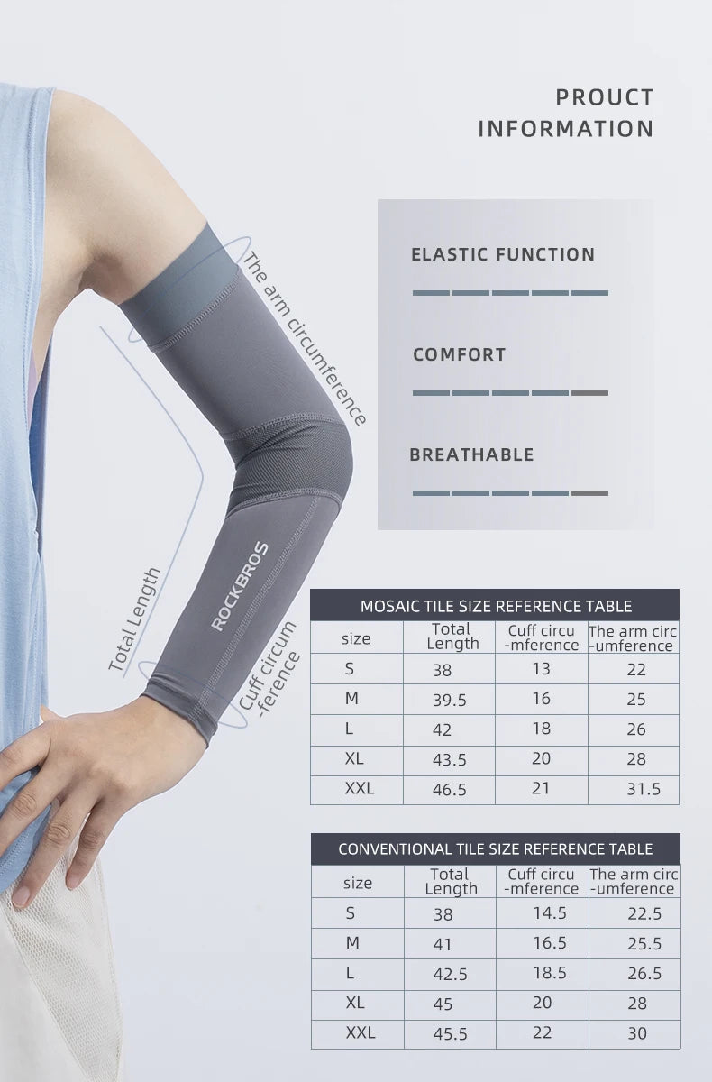 ROCKBROS Gaming Arm Sleeve – Ice Fabric, Breathable & Quick-Dry, UV400 Protection, Cooling Sleeve for Esports & Long Gaming Sessions