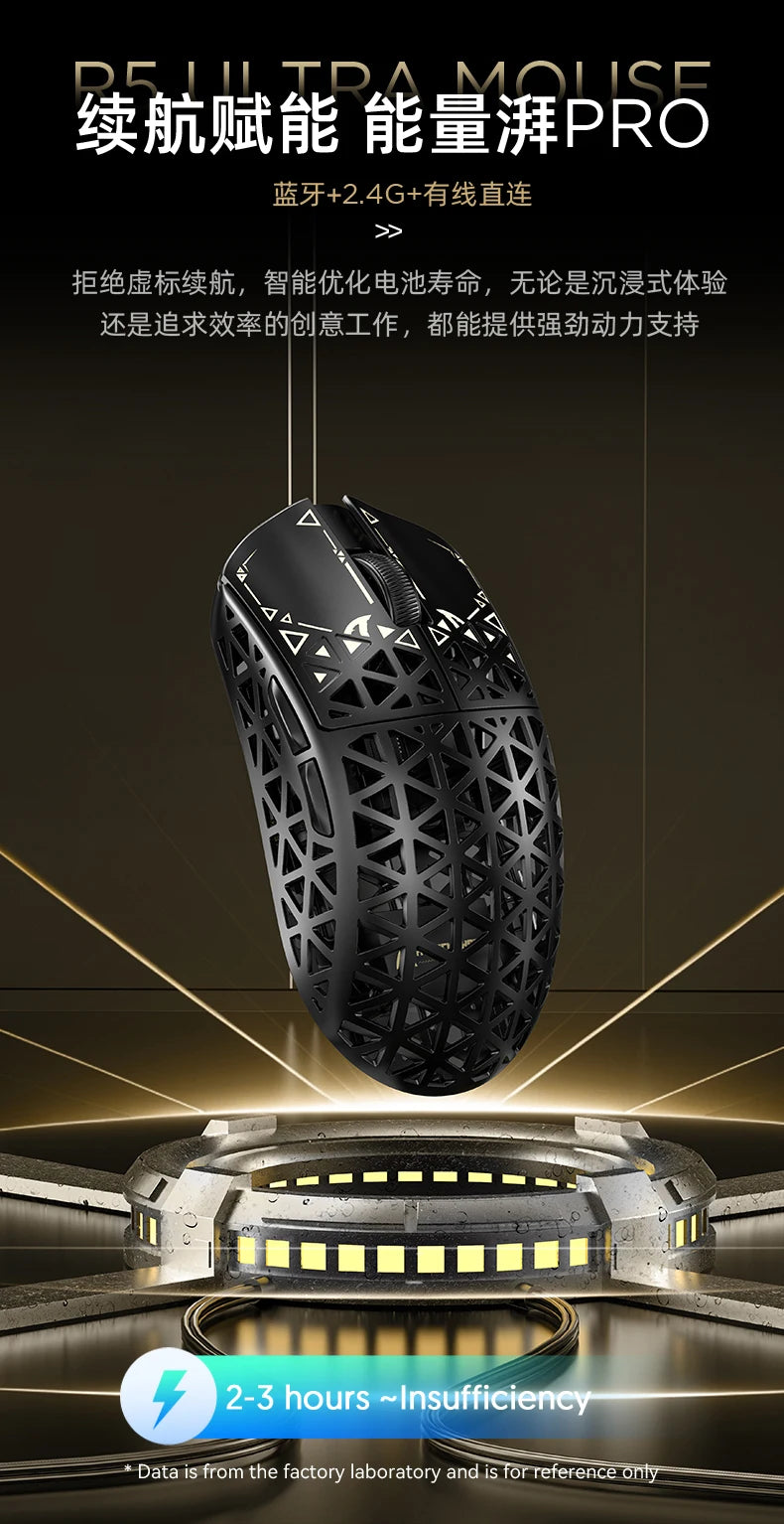 ATTACK SHARK R5 ULTRA Wireless Gaming Mouse – 8K Polling Rate, PAW3950MAX Sensor, 42,000 DPI, Carbon Fiber Ultra-Light, Pro Esports Edition