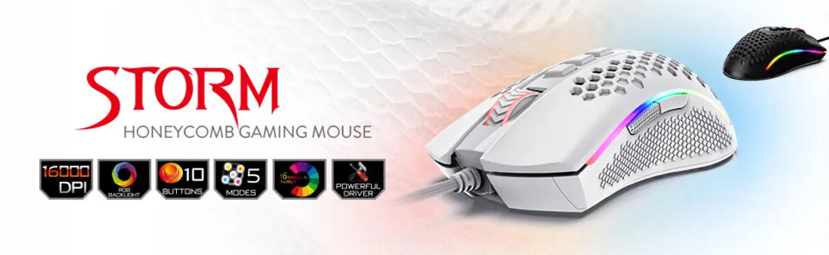 Redragon M808 Storm Lightweight RGB LED USB Gaming Mouse – 12,400 DPI Optical Sensor, 7 Programmable Buttons, Precise Tracking