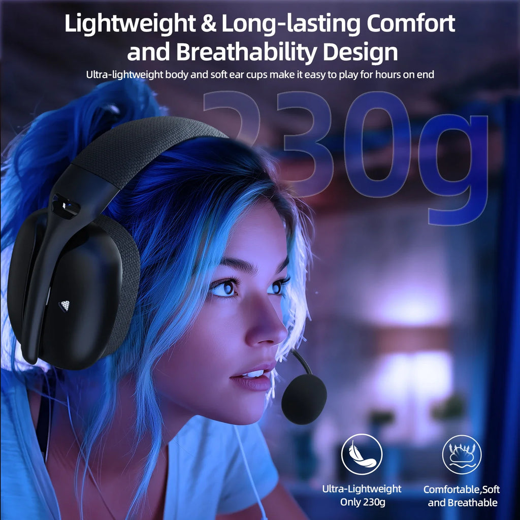 ATTACK SHARK L80PRO Wireless Gaming Headset – 2.4G/BT/Wired, Ultra-Light, 40mm Drivers