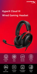HyperX Cloud III Wired Gaming Headset – DTS Sound, Detachable Mic, USB, PC/PS/Xbox/Switch